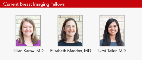 Current Breast Imaging Fellows, Drs. Jillian Karow, Elizabeth Maddox, and Urvi Tailor