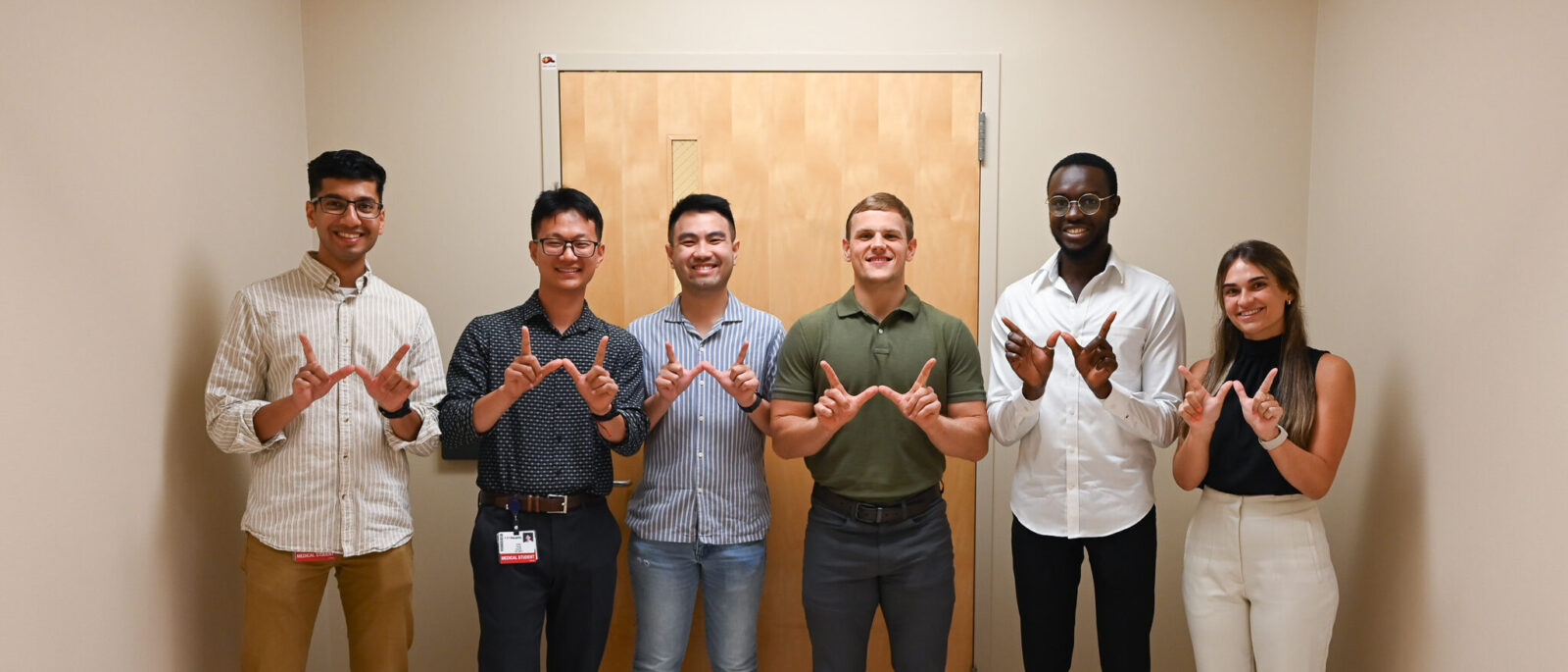 Summer 2025 research students Adam Ghouse, Joey Yang, Tai Le, Brent Robley, Muhaison Ibrahim, and Kiara Didriksen. (Not pictured: Zamzam Nur).