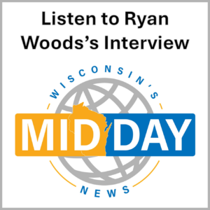 Midday logo with call to Listen to Ryan Wood's interview