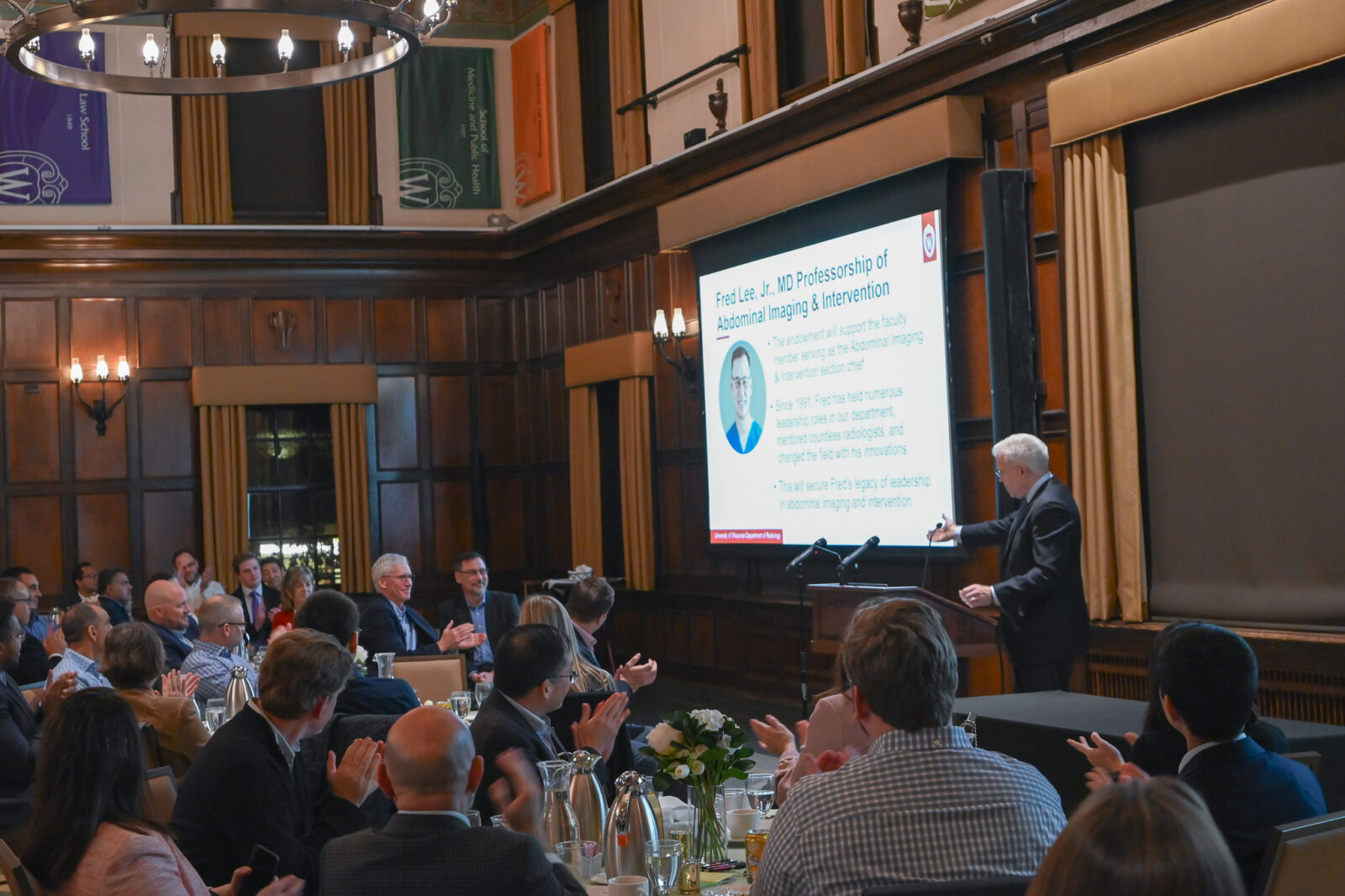 Department Chair Scott Reeder, MD, PhD announced the professorship at the annual faculty dinner.
