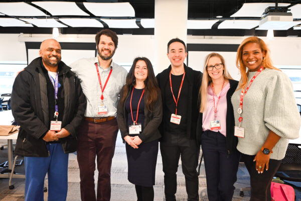 Faculty and staff helping and supporting the event. From left to right: Anand Narayan, MD, PhD; Guiseppe Toia, MD; assistant director of education Katie Ricks; Matthew Lee, MD; Leslie Nelson, DO; and Jade Anderson, MD.