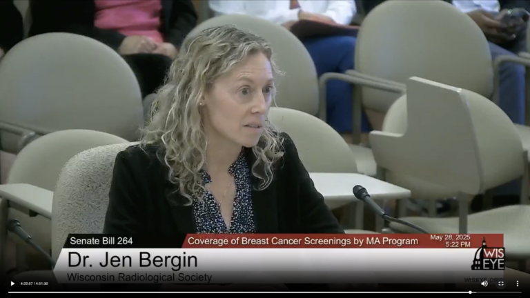 Jennifer Bergin, MD a former Breast Imaging & Intervention fellow and resident, also testified. She is currently the Medical Director for the Center for Breast Care at ProHealth Care.