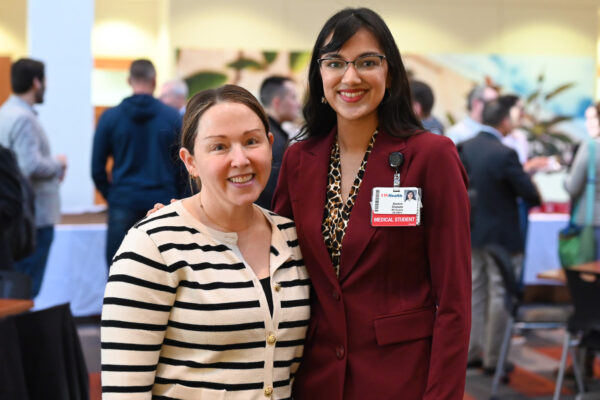 From left to right: Allison Grayev, MD pictured with medical student Alankrit Shatadal at the 2025 Zachary Clark Radiology Research Symposium.