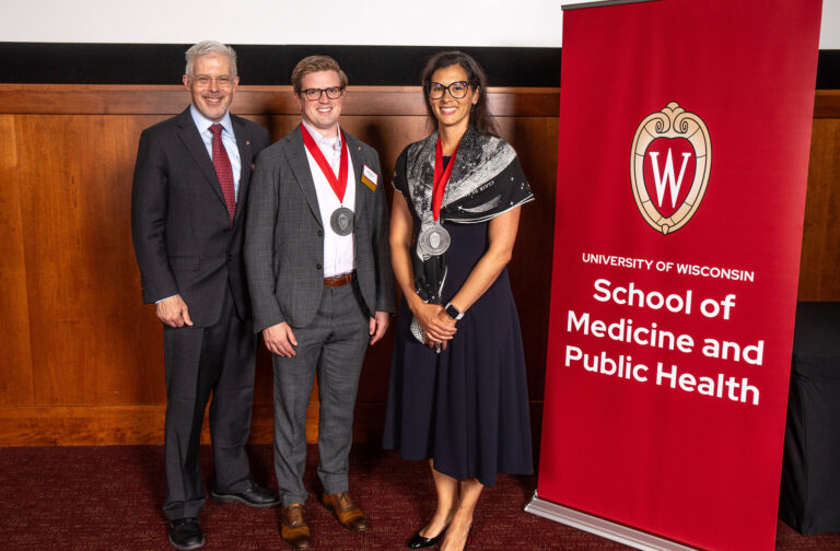 From left to right: Dr. Reeder, Dr. Burris and Dr. Knavel Koepsel after the ceremony. Photo courtesy of UW Health and John Maniaci.