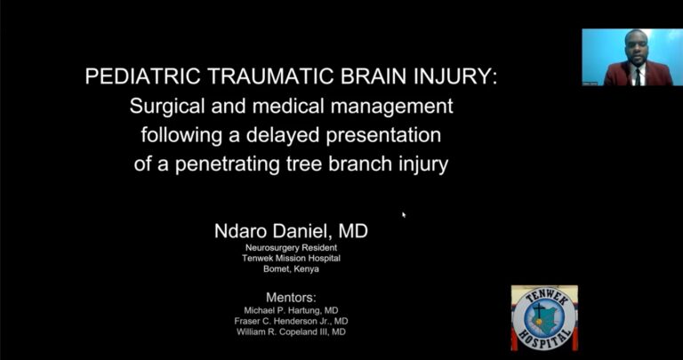 Dr. Daniel presenting his case online on "Pediatric Traumatic Brain Injury"