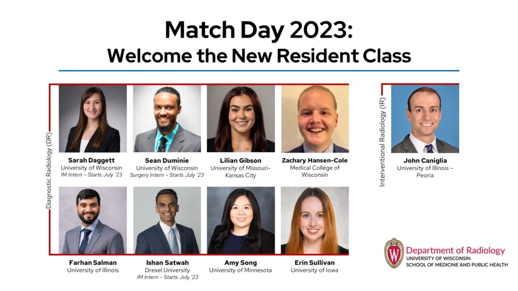 Match day 2023 graphic welcome 8 diagnostic radiology residents and 1 interventional radiology resident