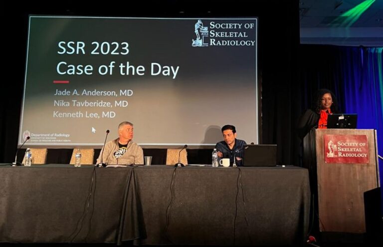 Jade Anderson, MD at SSR. Image courtesy of @UW_MSKrad on Twitter.