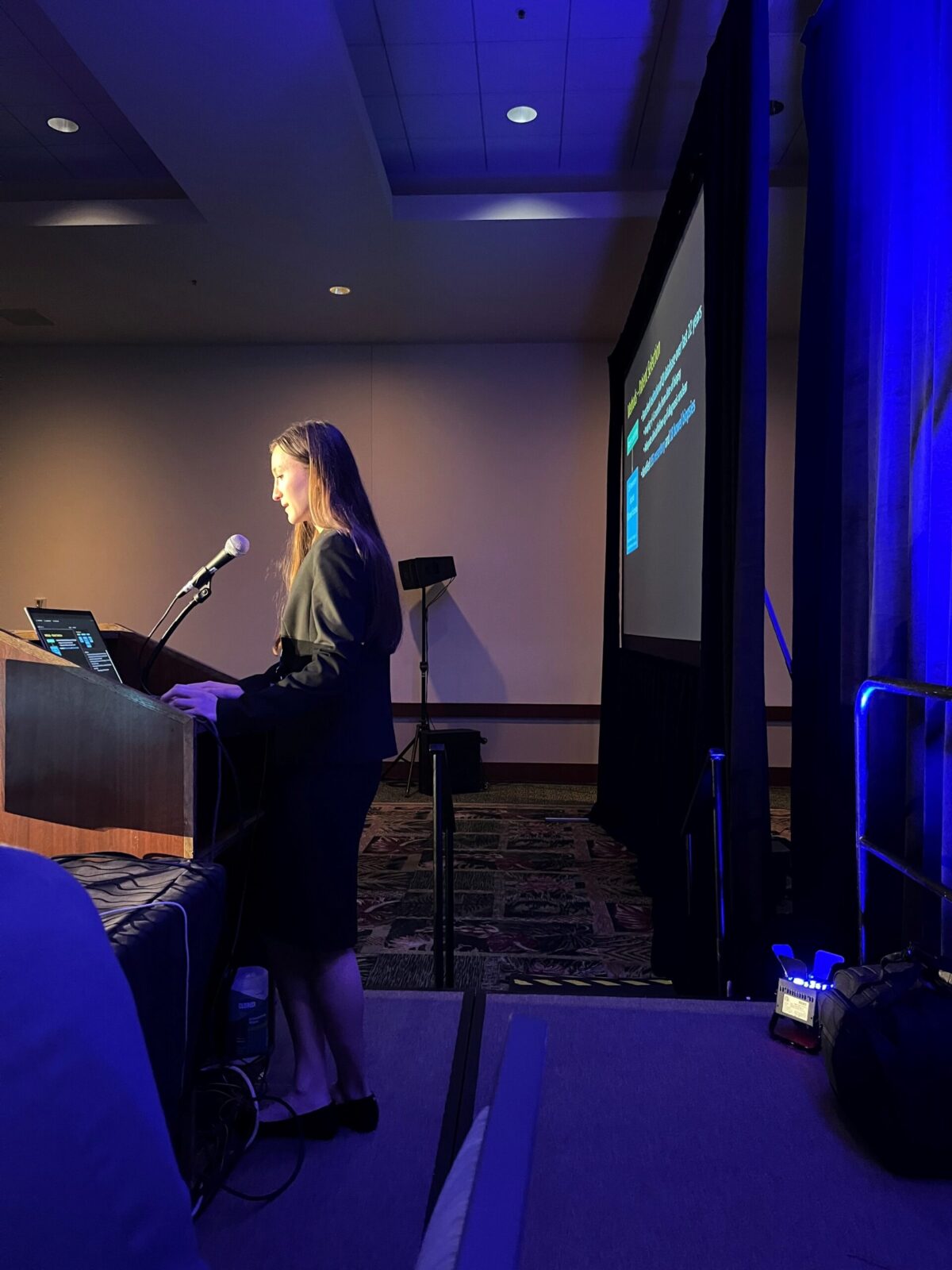 Sarah Daggett, a SMPH student, during her presentation. (Photo courtesy of Meghan Lubner)
